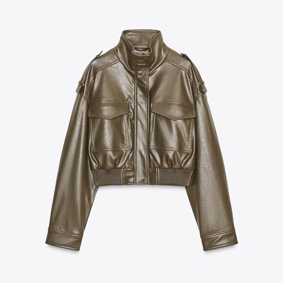ZARA FAUX LEATHER SHORT JACKET - Picture 6 of 15